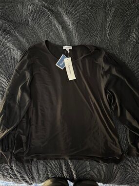 Calvin Klein Black Sheer Long-Sleeve Top